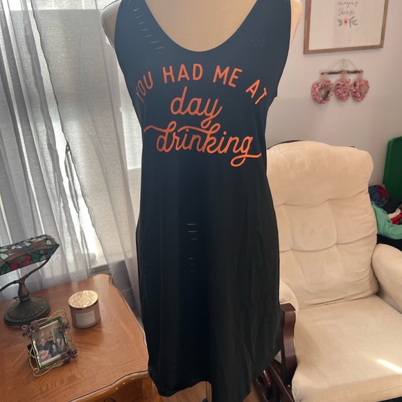 Summer Sleeveless “You had me at day drinking” distressed dress . NWOT ( XL) - Picture 2 of 5